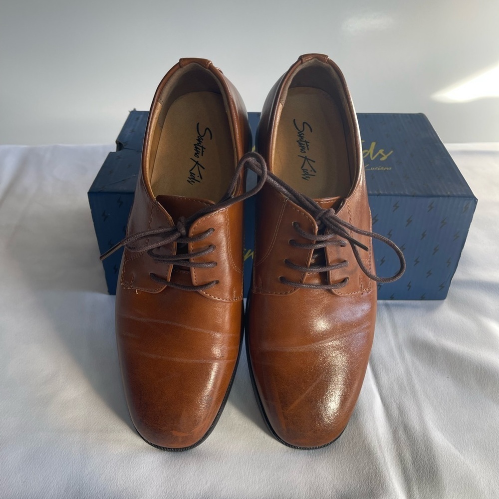 Brown Kids Oxfords - Picture 5 of 10